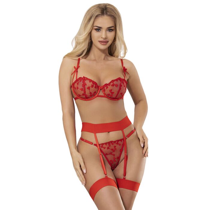 Sexy Lingerie Set SUBBLIME 954321 Herz Druck BH + Thong + Strapsgürtel Sexy Lingerie Set SUBBLIME 954321 Herz Druck BH + Thong + Strapsgürtel