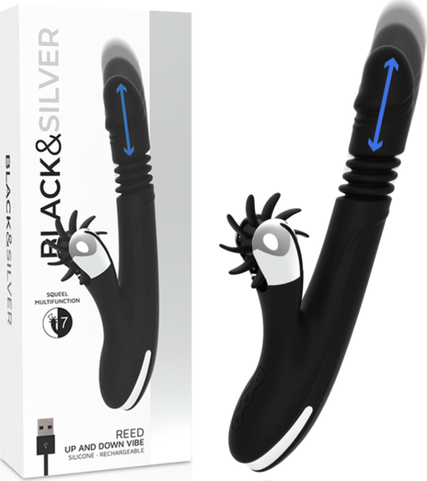 Vibrator BLACK&SILVER BUNNY REED mit Up‑&‑Down-Funktion Vibrator BLACK&SILVER BUNNY REED mit Up‑&‑Down-Funktion