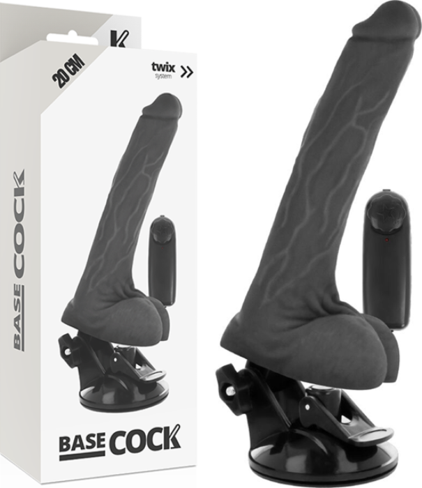 Vibrator BASECOCK 20 cm mit Fernbedienung und Testikeln Vibrator BASECOCK 20 cm mit Fernbedienung und Testikeln