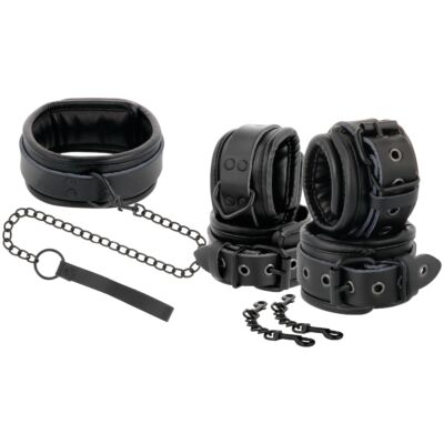 Schwarzes Leder Bondage Set