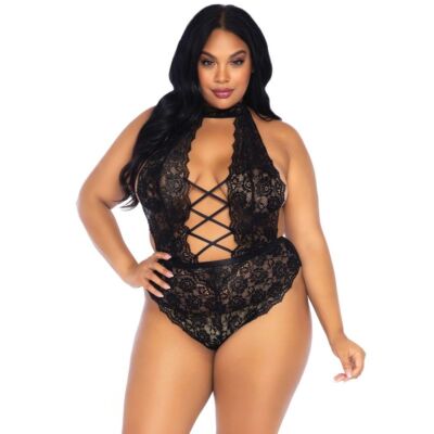 Leg Avenue Blumenspitze Crothless Teddy Plus Size