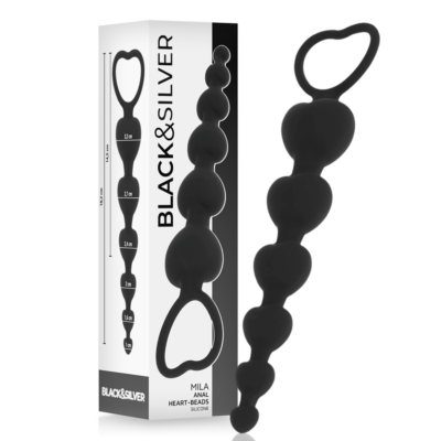 Bolas Anales BLACK&SILVER MILA Herzchain 18 cm
