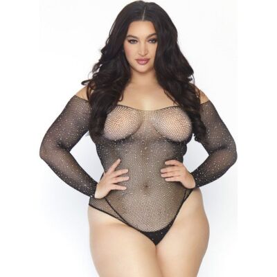 Leg Avenue kristallisierte Fischnetz Bodystocking 1x-2x
