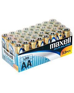 Pack Alkaline Batterien AA LR6 Maxell 32 Stk.
