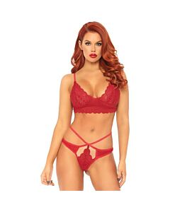 Spitzenbralette mit Riemchen Tanga - rot