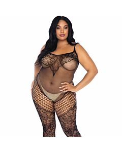 Leg Avenue Spitze und Net Tank Bodystocking plus Größe