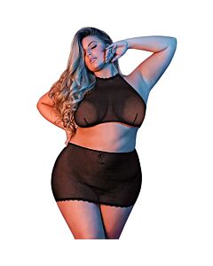 Sexytime-Set Bluse und Minirock - schwarz