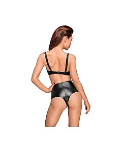 Wetlook BH mit handgefertigten Falten - schwarz