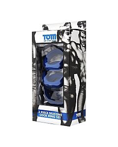 3-teiliges Silikon-Penisring-Set - blau