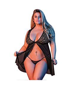 Sexytime - Babydoll mit Frontöffnung - schwarz