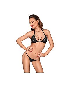 Kariertes BH-Set - schwarz
