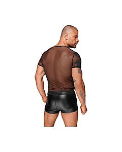 Durchsichtiges T-Shirt mit PVC-Falten - schwarz