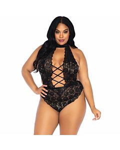 Leg Avenue Blumenspitze Crothless Teddy Plus Size