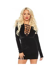 Samt langärmliges Kleid schwarz