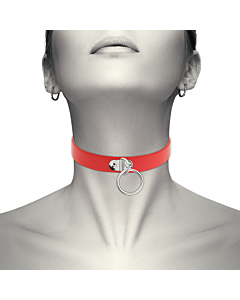 Rotes elegantes Halsband aus veganem Leder - Sinnliches Accessoire