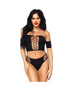 Leg Avenue 2 Stück setzen opake Crop Top und Tanga eine Größe