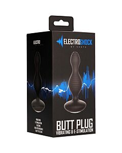 Vibrierender Buttplug mit E-Stimulation - schwarz