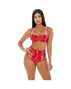 Rotes geflochtenes Vinyl-Dessous-Set