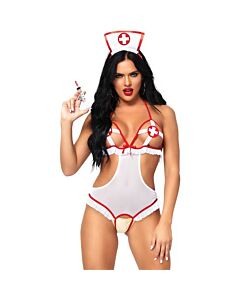 Leg Avenue Krankenschwester offen Crothless Teddy eine Größe