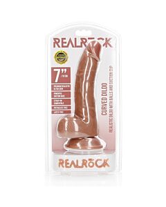 RealRock - Gebogener realistischer Penis mit Hoden und Saugnapf - 7''/ 18 cm