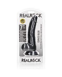 RealRock - Gebogener realistischer Penis mit Hoden und Saugnapf - 7''/18 cm