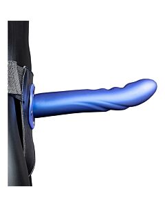 Autsch - Gekrümmtes texturiertes Strap-On-Geschirr - Metallic-Blau