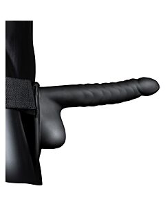 Ouch-Hohlgurt mit Hodenring - 8''/21 cm - Schwarz
