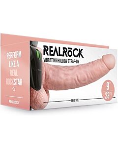 Realrock Hohler Vibratorischer Strap-On mit Kugeln - 9/23 cm - Hautfarben