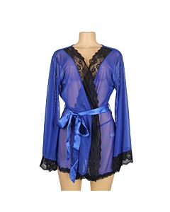 Blauer Mesh-Langarm-Chemise
