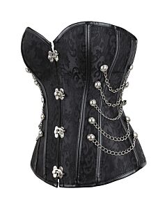 Corsage Odile Schwarz PVC Silber - Größe L