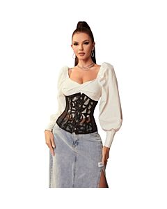 Corsage Rot Bestickt - Nachtigall