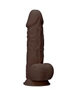Silikondildo mit Kugeln - 21,6 cm - braun