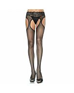 Leg Avenue Strumpfhose in schwarzer Spitze Strumpfband-Effekt Taille