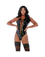 Schnürmieder aus Teddyleder - schwarz