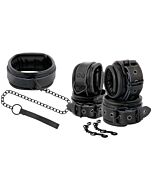 Schwarzes Leder Bondage Set