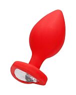Diamant Herz Butt Plug - extra groß - rot
