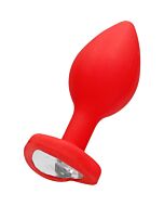 Diamant Herz Butt Plug - groß - rot