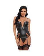 Hauptstich Bustier gesteppte Dessous Set schwarz