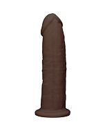 Silikondildo ohne Kugeln - 22,8cm - braun