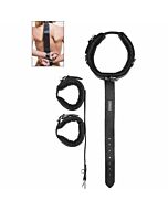 Lange Ledermanschette - schwarz