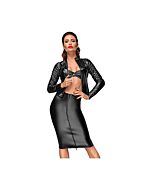 Wetlook Jacke mit handgefertigten Falten - schwarz