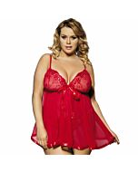 Subblime Queen plus rotes Babydoll mit Schleife und glänzenden Details