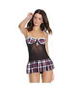 Schulmädchenhemd - rot, schwarz