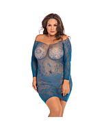 Offene Saison schulterfreies Spitzenkleid - blau