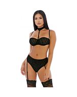 Schwarz auf dem Prowsl Choker Dessous Set