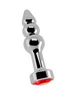 Reiche anal r3 Silber Stopper 10 cm mit roter Saphir