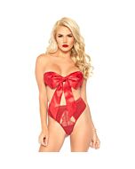 Satin Bandeau Schleife und Tanga Set - rot