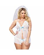 Leg Avenue Mesh Babydoll & G-String plus Größe 1x / 2x