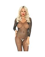 Beinallee Fischnetzärmel Bodystocking eine Größe