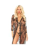 Langes Spitzengewand mit Tanga - schwarz